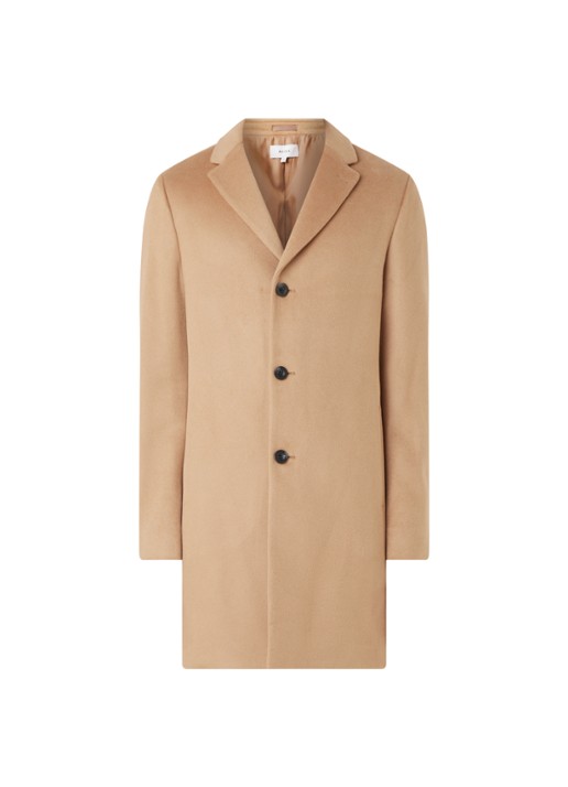 Reiss Gable mantel in wolblend met steekzakken - voorkant camel