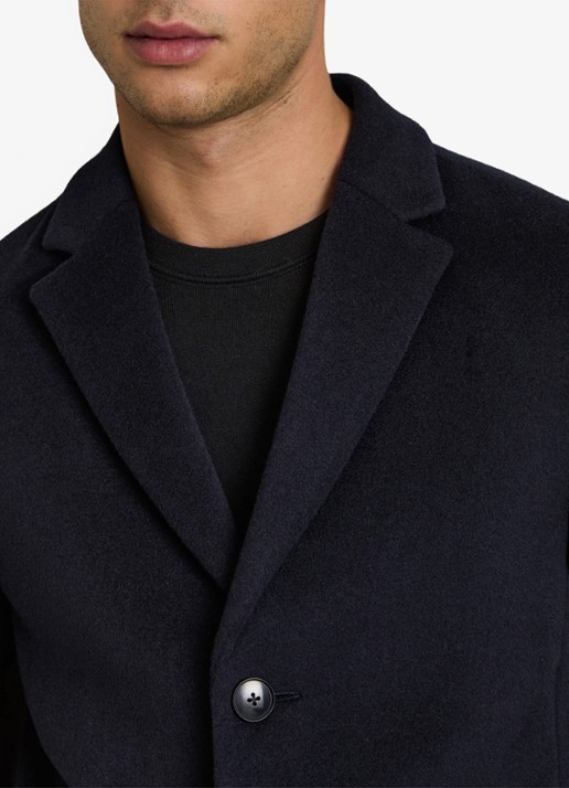 Reiss Gable mantel in wolblend - detail 3 navy / blauw