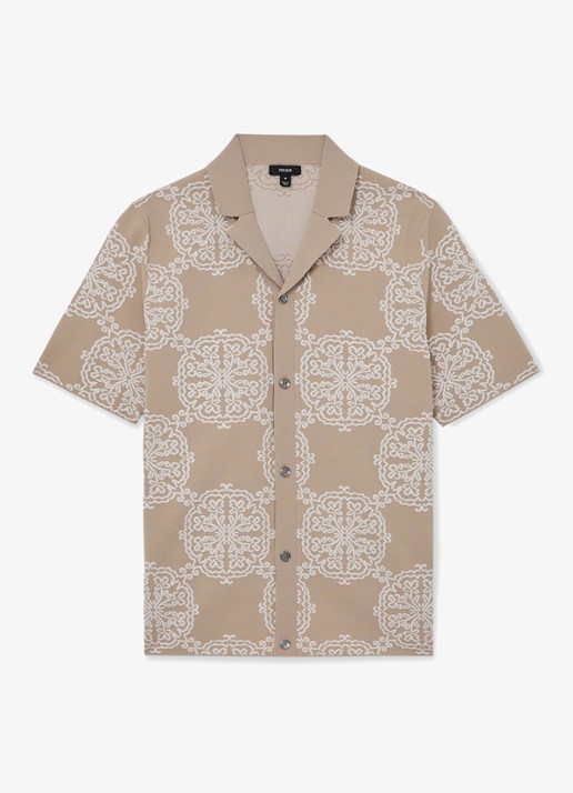 Reiss Gabriel regular fit overhemd met borduring - voorkant 2 beige