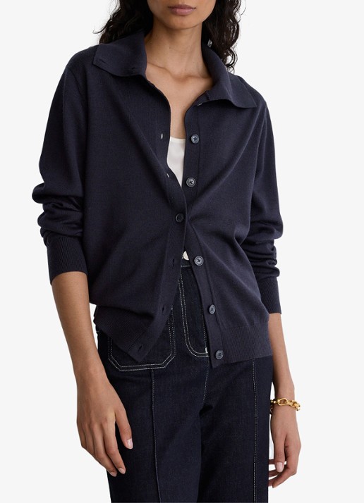 Reiss Gale fijngebreid vest van merino wol  - detail 6 blauw