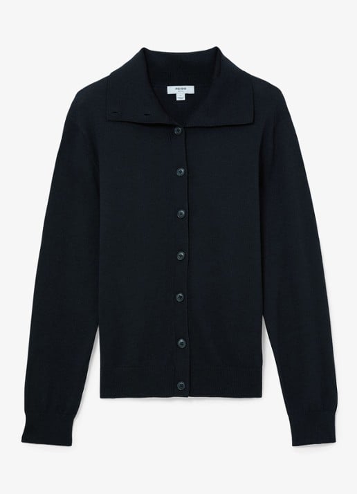 Reiss Gale fijngebreid vest van merino wol  - voorkant blauw