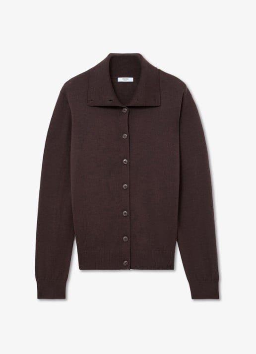 Reiss Gale fijngebreid vest van merino wol  - voorkant 2 bordeauxrood