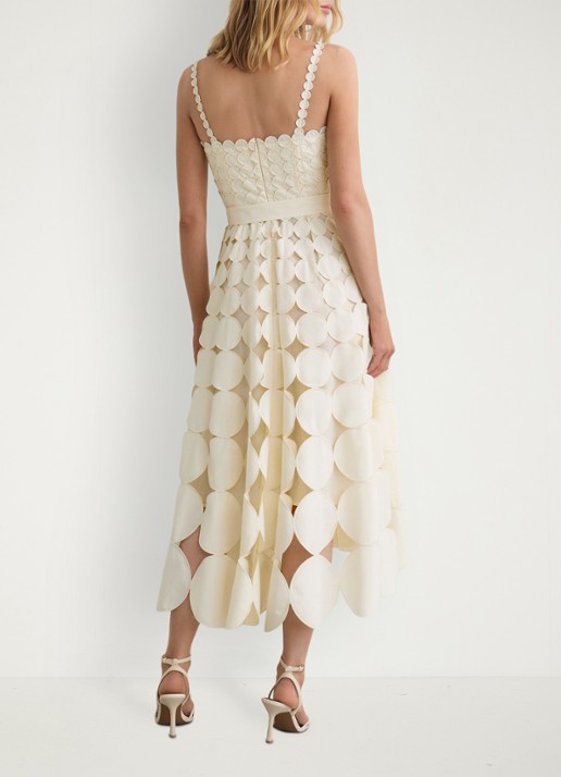 Reiss Gigi midi jurk met cut-out detail - achterkant creme