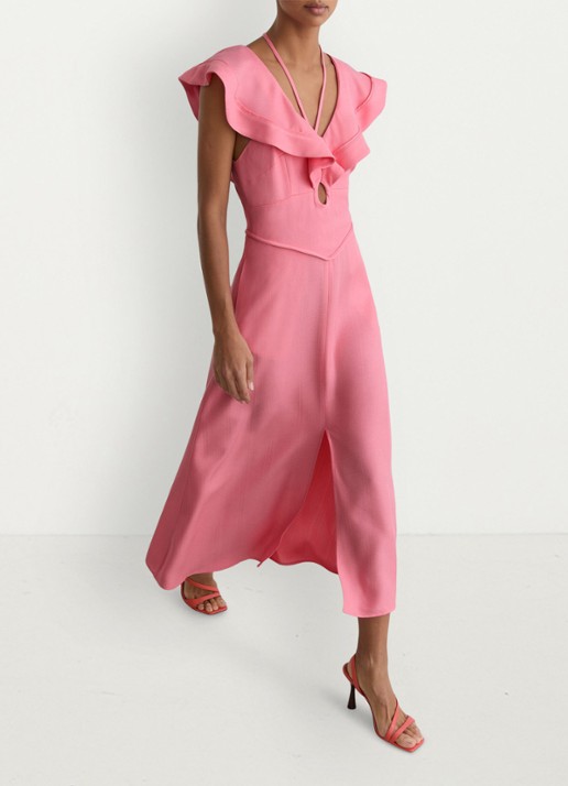 Reiss Giselle midi jurk met split en cut-out detail