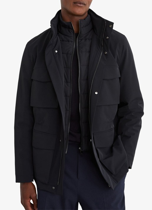 Reiss GLICK gewatteerde jas met capuchon  - detail navy / blauw