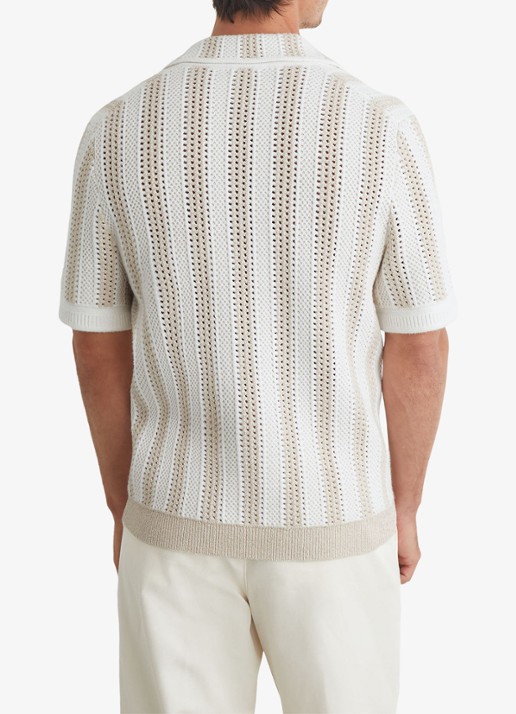 Reiss GLOBE polo met streepprint - achterkant 5 beige