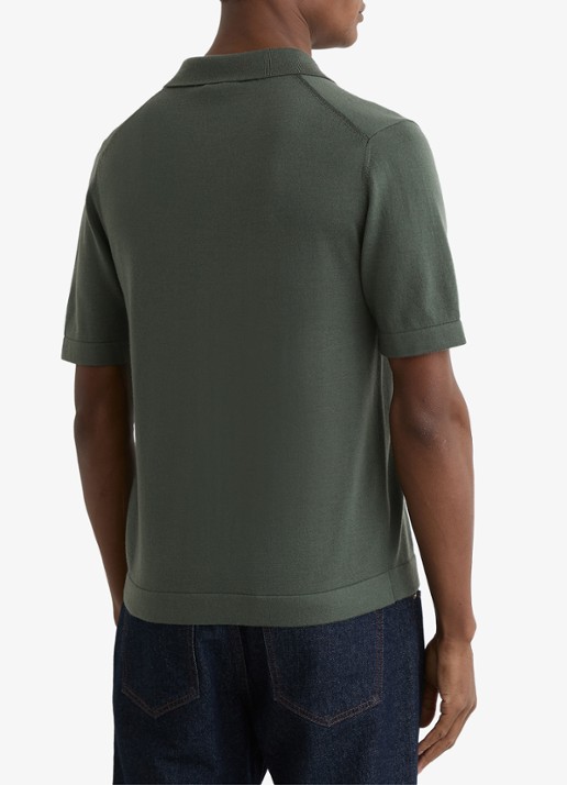 Reiss Grafton fijngebreid overhemd van merino wol - achterkant 3 kale green / groen