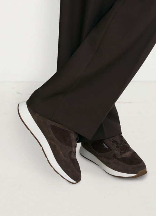 Reiss Grant sneaker van suède - detail donkerblauw