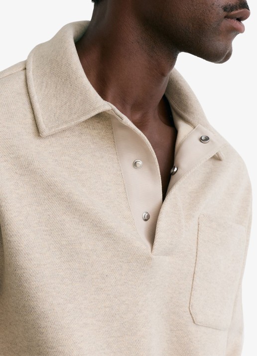 Reiss Gray fijngebreide trui in wolblend met polokraag - detail 3 beige