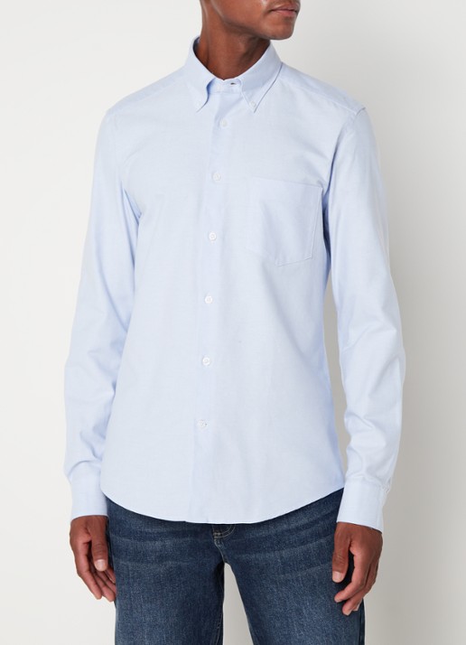 Reiss Greenwich slim fit overhemd met borstzak - detail lichtblauw
