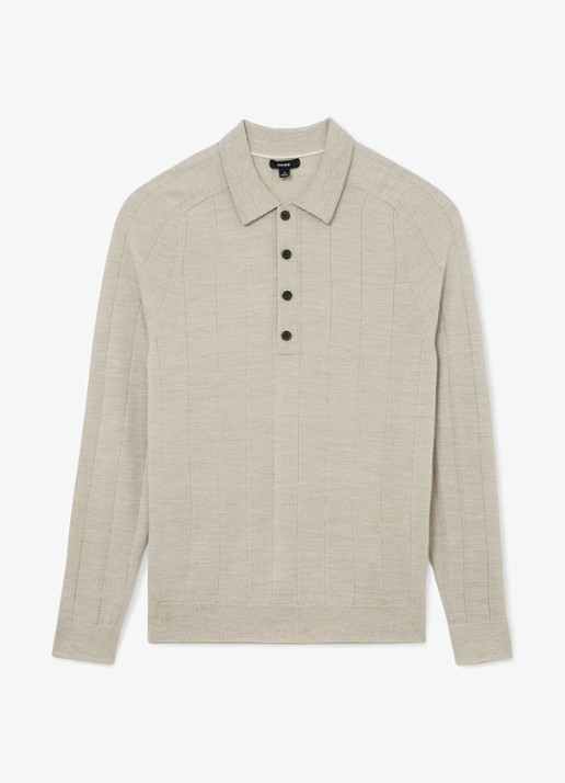 Reiss Greyson pullover in merino wolblend - voorkant beige