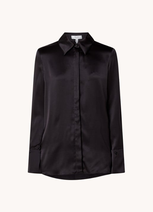 Reiss Hailey blouse van zijde - voorkant zwart