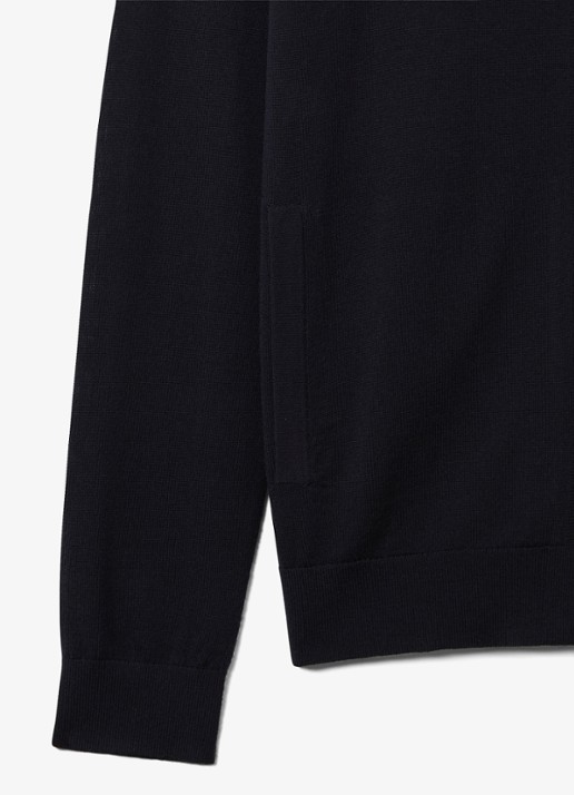Reiss Hampshire fijngebreid vest van wol met steekzakken  - detail 5 navy / blauw