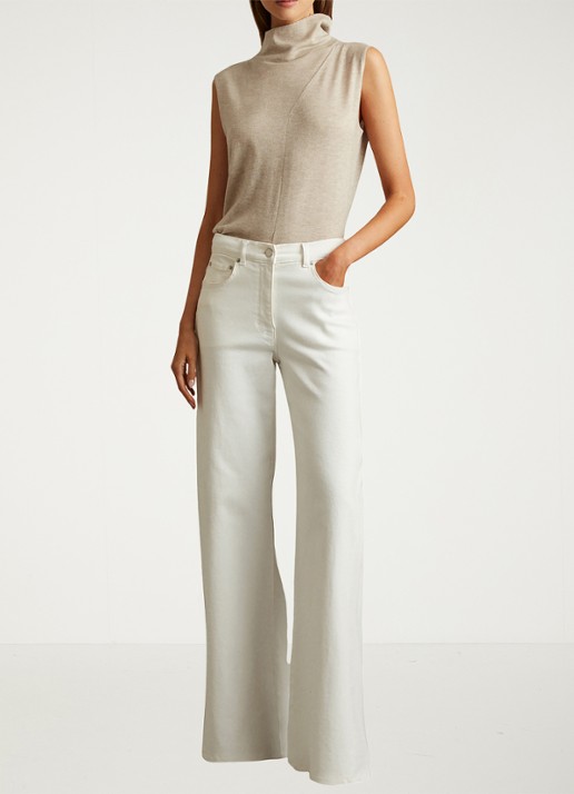 Reiss Harper mouwloze top van wol met col - voorkant 2 beige