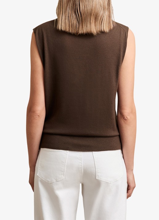 Reiss Harper mouwloze top van wol met col - achterkant 11 cognac