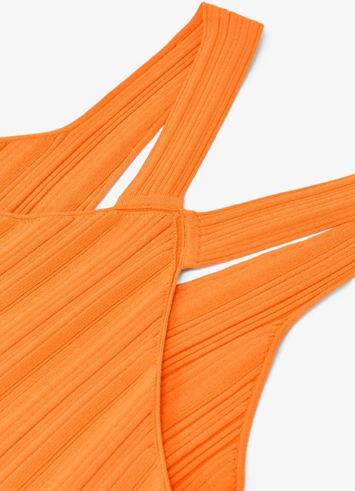 Reiss Harris fijngebreide top met V-hals - detail 4 orange / oranje