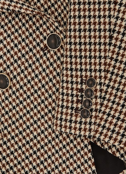 Reiss Hartley double-breasted blazer in wolblend met pied-de-poule dessin - detail 3 beige