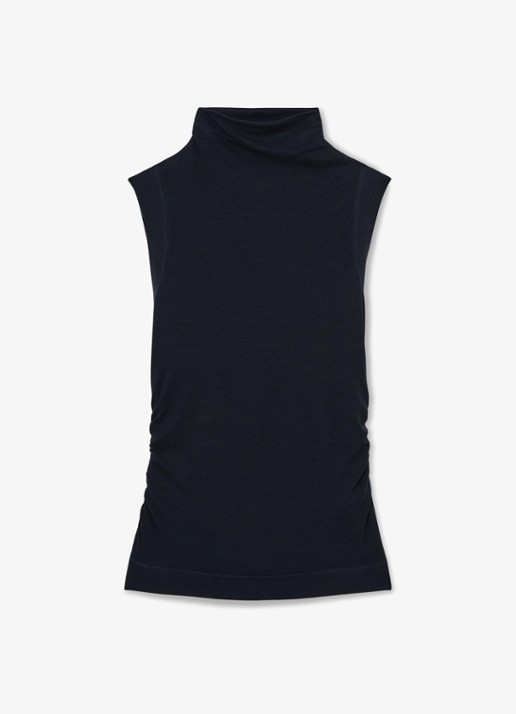 Reiss Hattie fijngebreide coltrui in wolblend - voorkant 2 blauw