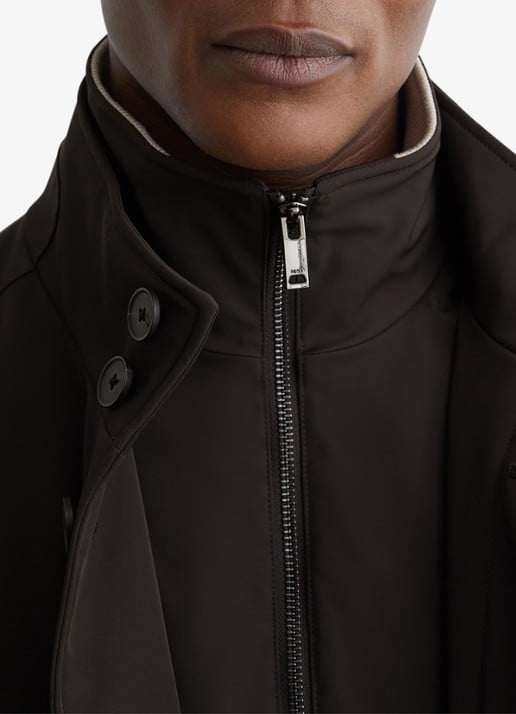 Reiss Haylen jas met uitneembare binnenjas  - detail 5 donkerbruin