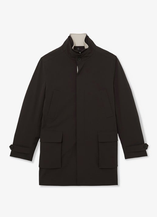 Reiss Haylen jas met uitneembare binnenjas  - voorkant donkerbruin