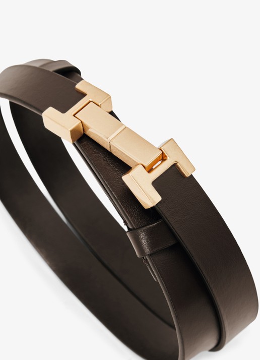 Reiss Hayley riem van leer - detail 2 chocoladebruin