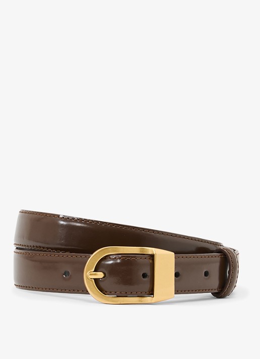 Reiss Hazel riem van leer - voorkant chocoladebruin
