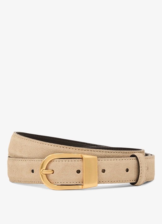 Reiss Hazel riem van leer - voorkant grijs