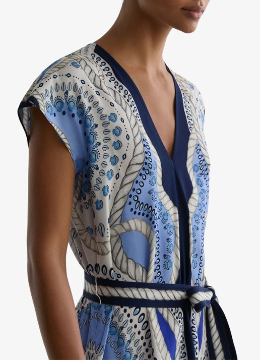 Reiss Heidi midi jurk met grafische print - detail 4 blauw