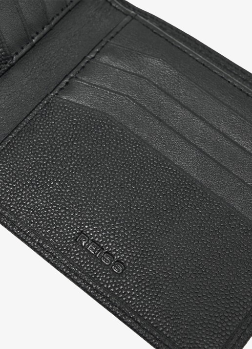 Reiss Henry portemonnee van leer met structuur - detail 2 black / zwart