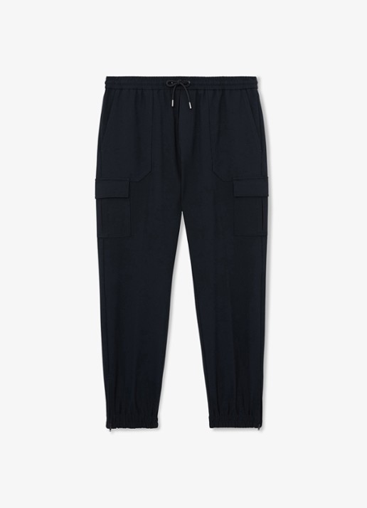 Reiss Hidden tapered fit pantalon met klepzakken - voorkant 7 donkerblauw