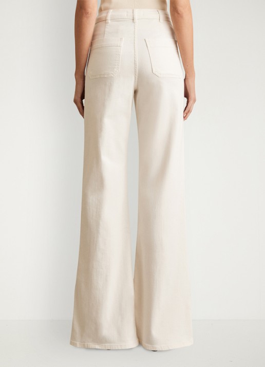 Reiss High waist flared jeans met opgestikte zakken - achterkant 3 gebroken wit