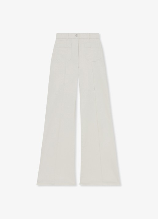 Reiss High waist flared jeans met opgestikte zakken - voorkant gebroken wit