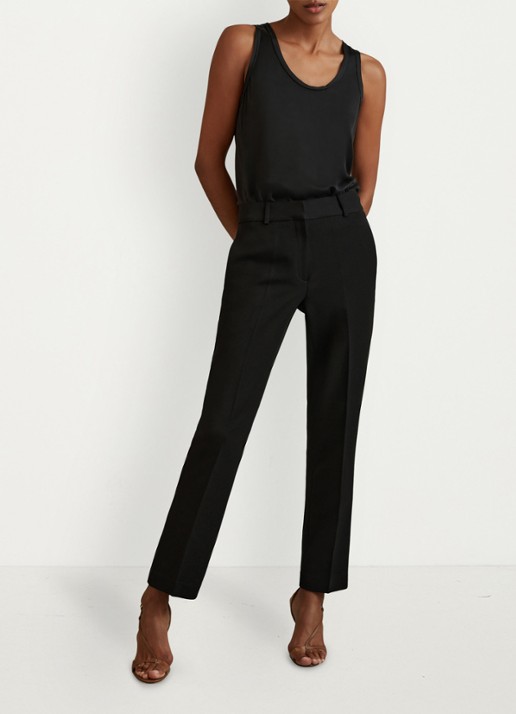 Reiss High waist straight fit pantalon met steekzakken - voorkant 2 black / zwart
