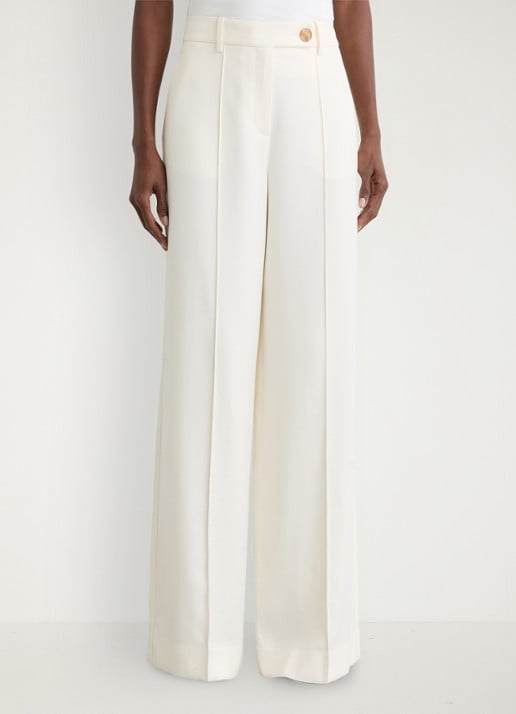 Reiss High waist wide fit pantalon met steekzakken - detail 3 creme