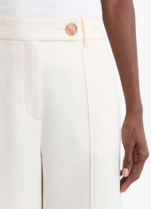 Reiss High waist wide fit pantalon met steekzakken - detail 4 creme