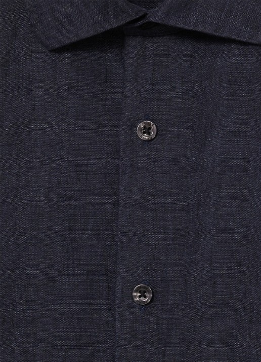 Reiss Holiday regular fit overhemd van linnen - detail 4 donkerblauw