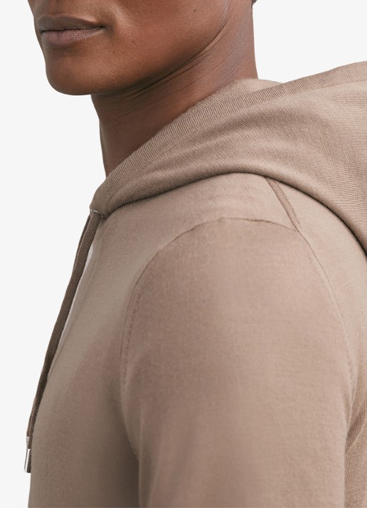 Reiss Holland hoodie van merino wol  - detail 5 camel