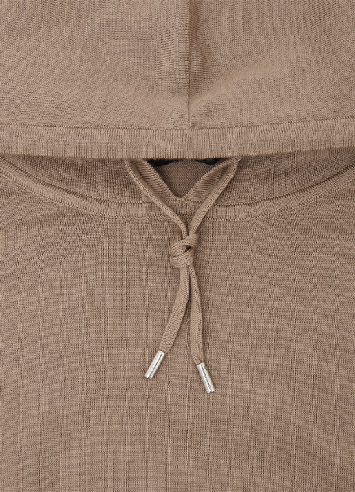 Reiss Holland hoodie van merino wol  - detail 6 camel