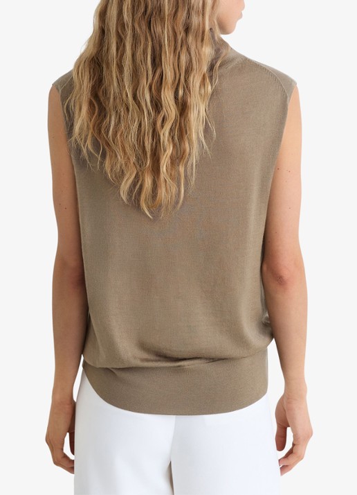 Reiss Honey top van wol met col - achterkant 3 khaki green / groen