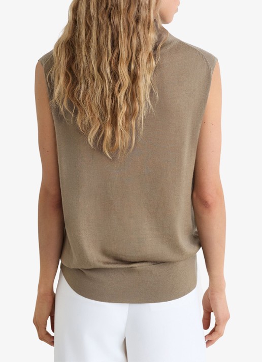 Reiss Honey top van wol met col - achterkant 3 khaki green / groen