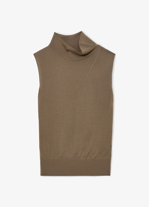Reiss Honey top van wol met col - voorkant khaki green / groen