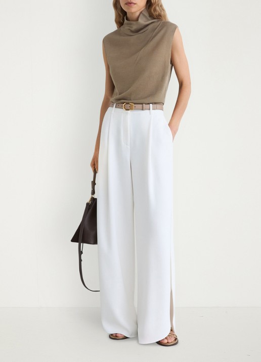 Reiss Honey top van wol met col - voorkant 5 khaki green / groen