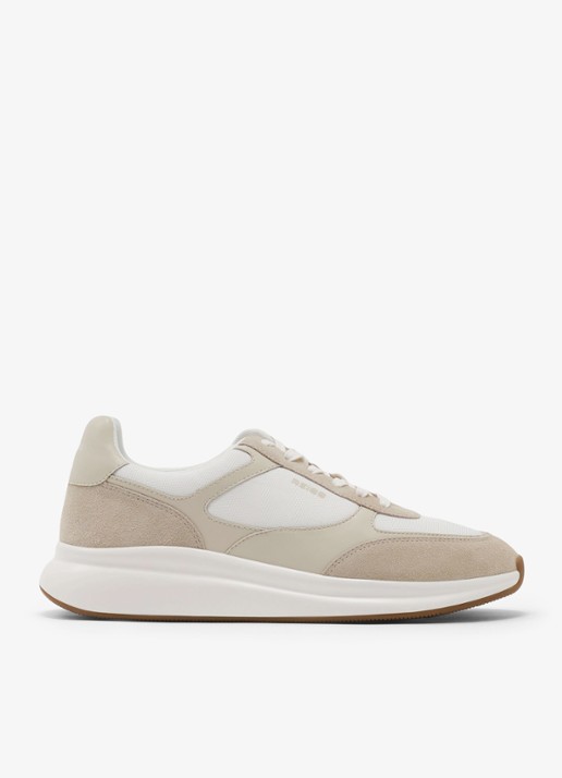 Reiss Hudson sneakers van leer met suéde details - voorkant 4 gebroken wit