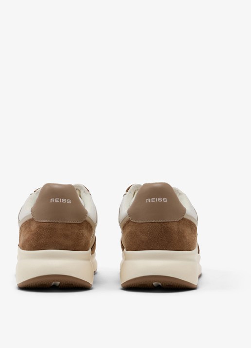Reiss Hudson sneakers van leer met suéde details - achterkant 3 camel