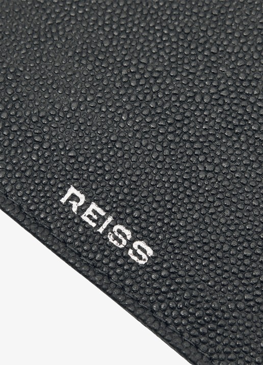 Reiss Hugo pasjeshouder van leer met structuur - detail 2 black / zwart