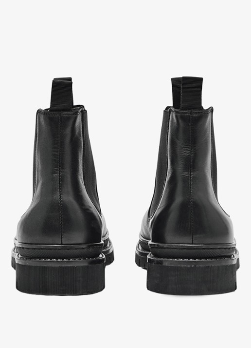 Reiss Huxley chelsea boot van leer - achterkant black / zwart