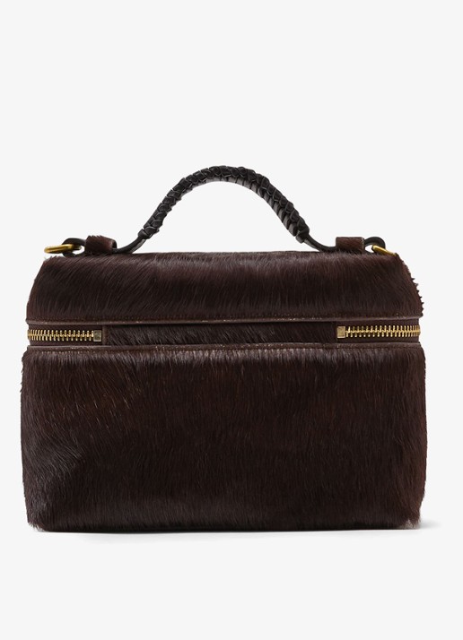 Reiss Ines crossbodytas van leer - achterkant 6 donkerbruin