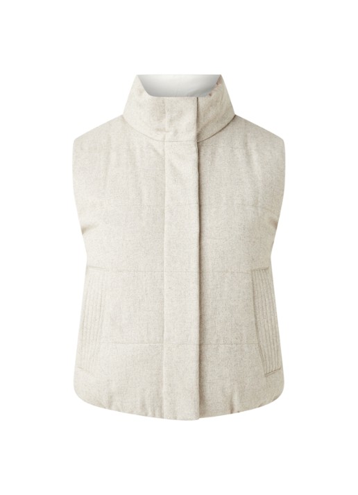 Reiss Ivy reversible gewatteerde bodywarmer in wolblend - voorkant 2 beige