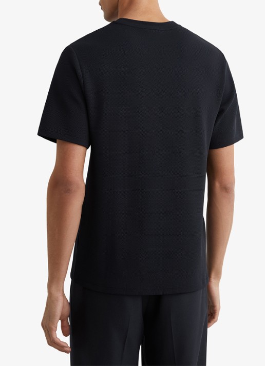 Reiss Jack T-shirt met structuur en ronde hals - achterkant 6 donkerblauw