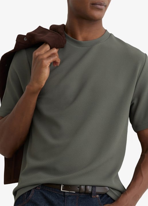Reiss Jack T-shirt met structuur en ronde hals - detail 5 groen